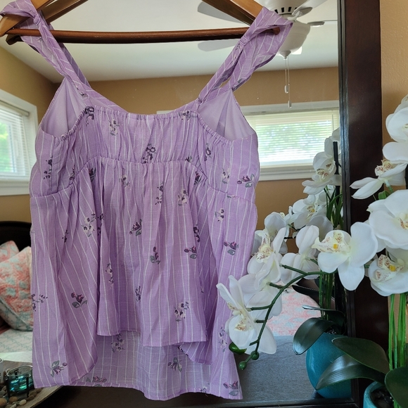 Lavender Stripe Floral Cottagecore Cami Blouse - Picture 5 of 6